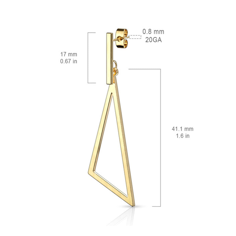 Surgical Steel 20 Gauge Dangle Isosceles Triangle Stud Earrings