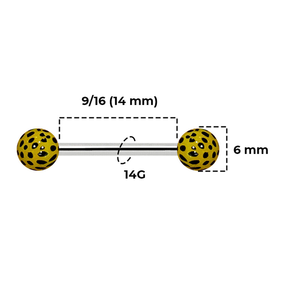 Titanium Nipple Barbell 14G 14mm with Leopard Balls - Pair - photo 4