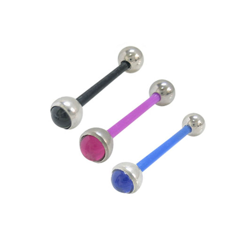 Bioplast Flex 14 Gauge Tongue Barbell with Stone - 15mm - photo 2