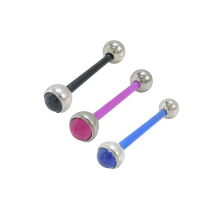 Bioplast Flex 14 Gauge Tongue Barbell with Stone - 15mm - photo 2
