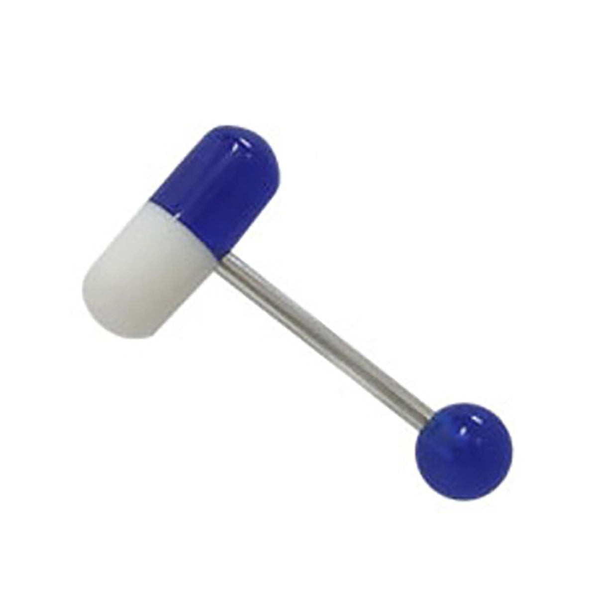 Surgical Steel Tongue Ring Straight Barbell 14 Gauge with Pill Design - Kruelty - Photo 4