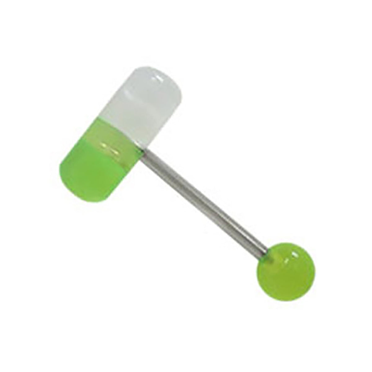 Surgical Steel Tongue Ring Straight Barbell 14 Gauge with Pill Design - Kruelty - Photo 5