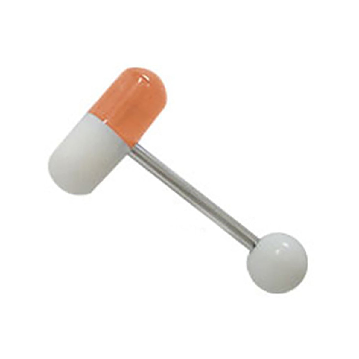 Surgical Steel Tongue Ring Straight Barbell 14 Gauge with Pill Design - Kruelty - Photo 8