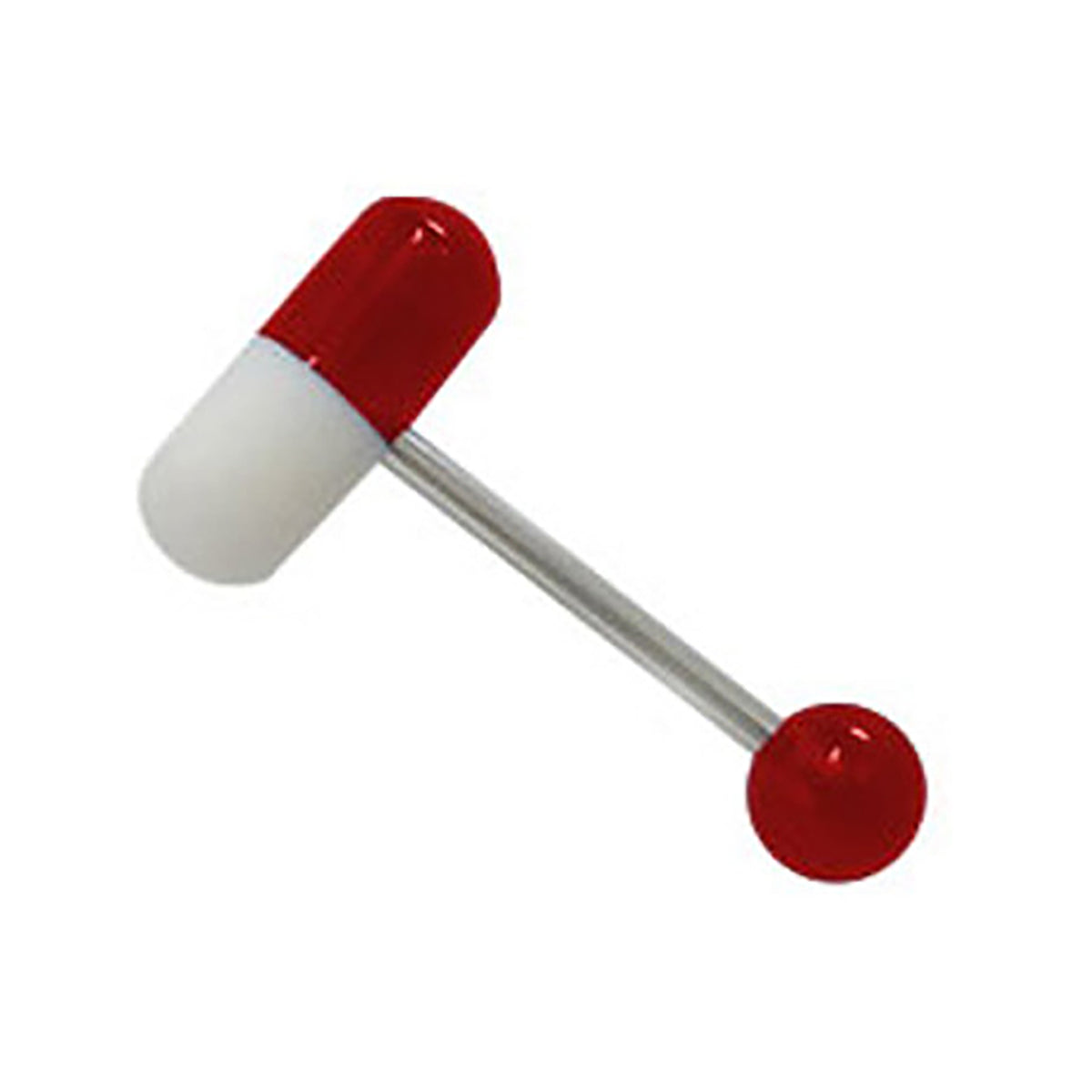 Surgical Steel Tongue Ring Straight Barbell 14 Gauge with Pill Design - Kruelty - Photo 11