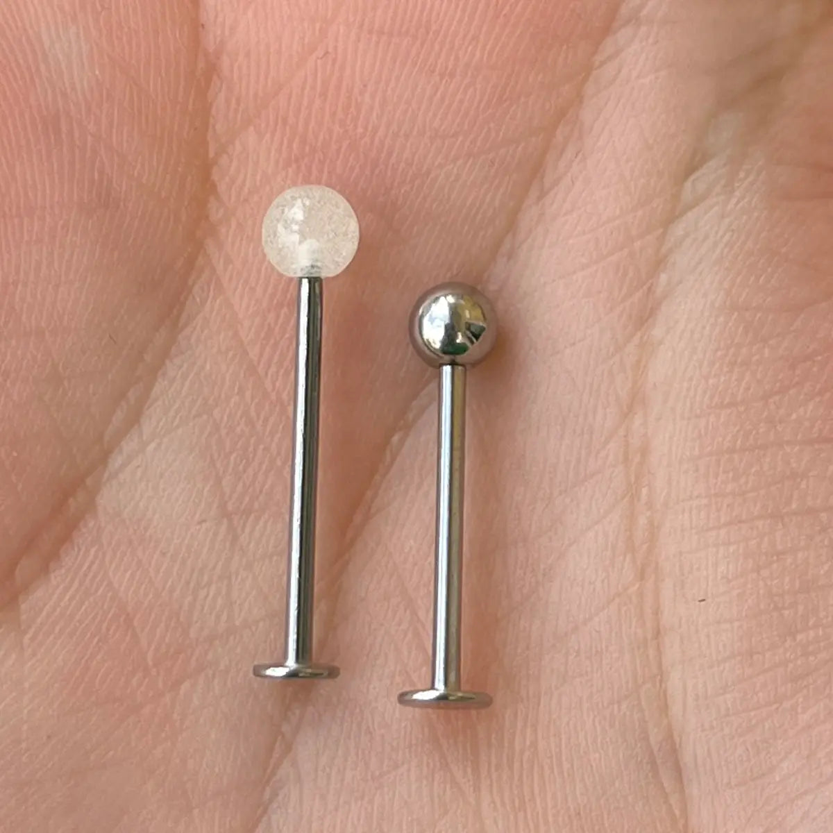 Surgical Steel 14 and 16 Gauge Flat Back Tongue Barbell - Pair - photo 2