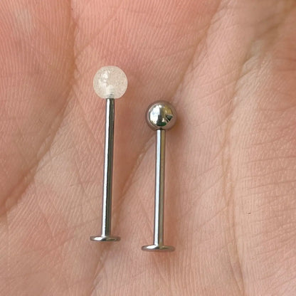 Surgical Steel 14 and 16 Gauge Flat Back Tongue Barbell - Pair - photo 2