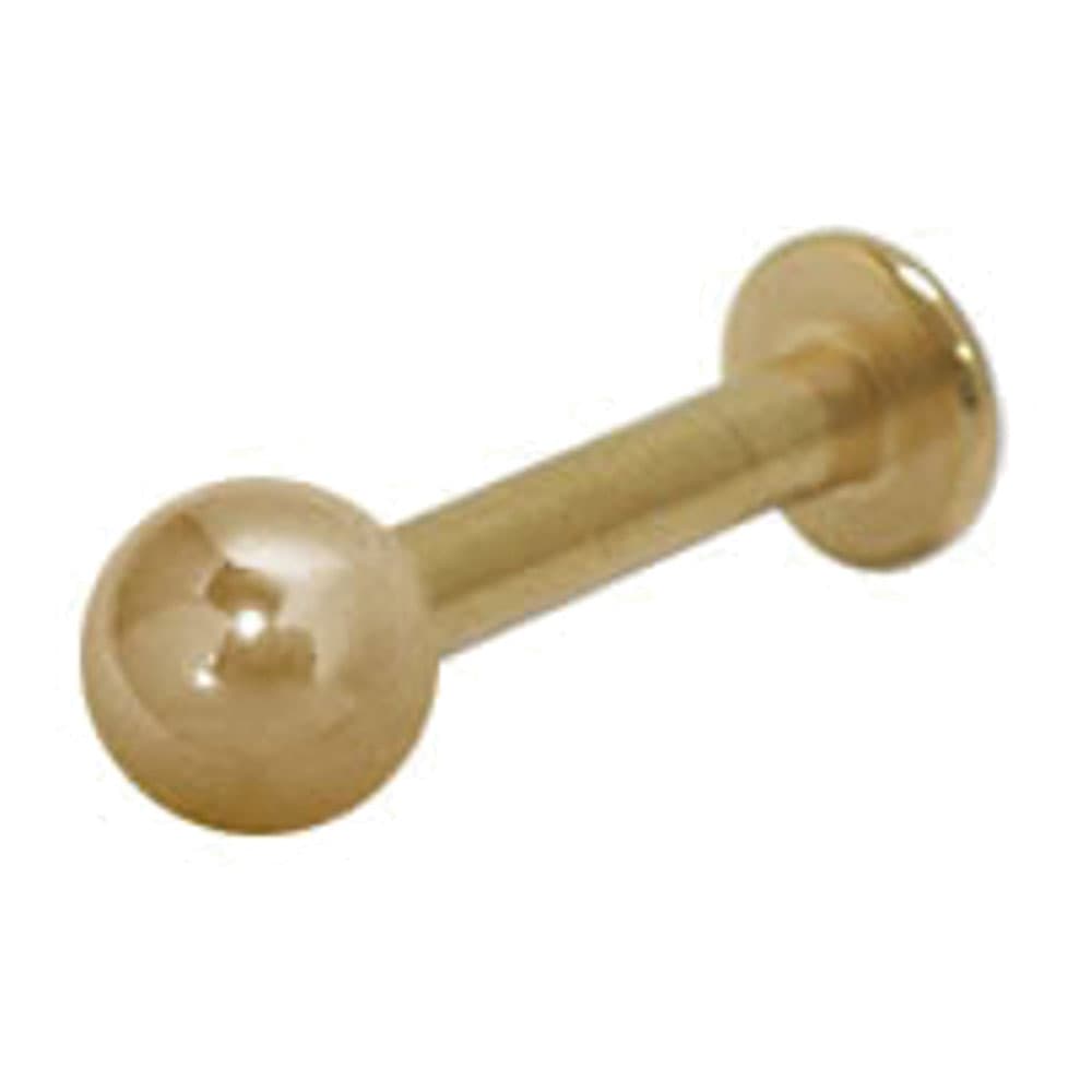 Gold PVD Surgical Steel Flat Back Labret 14 Gauge 12mm - 2 Sizes