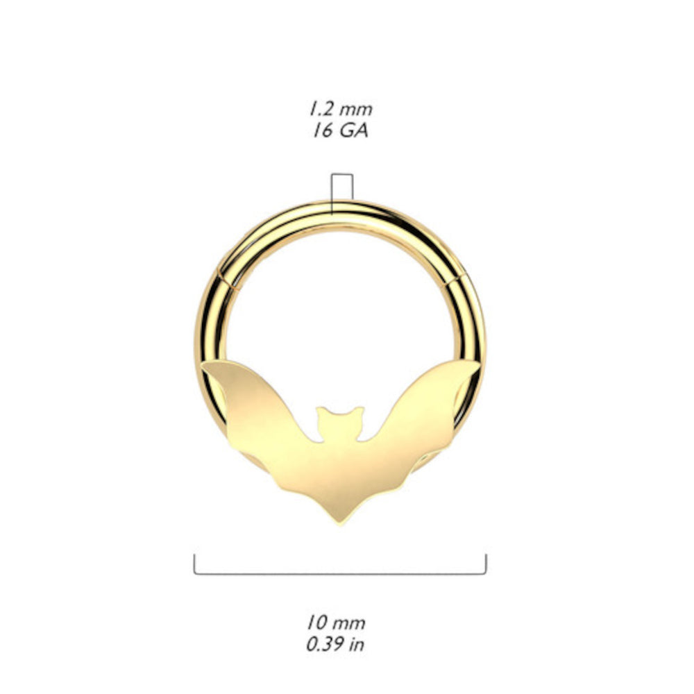 Surgical Steel 16 Gauge Bat Hinged Segment Ring