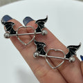 Surgical Steel 14 & 16 Gauge Bat Wing Heart Nipple Shield - Pair