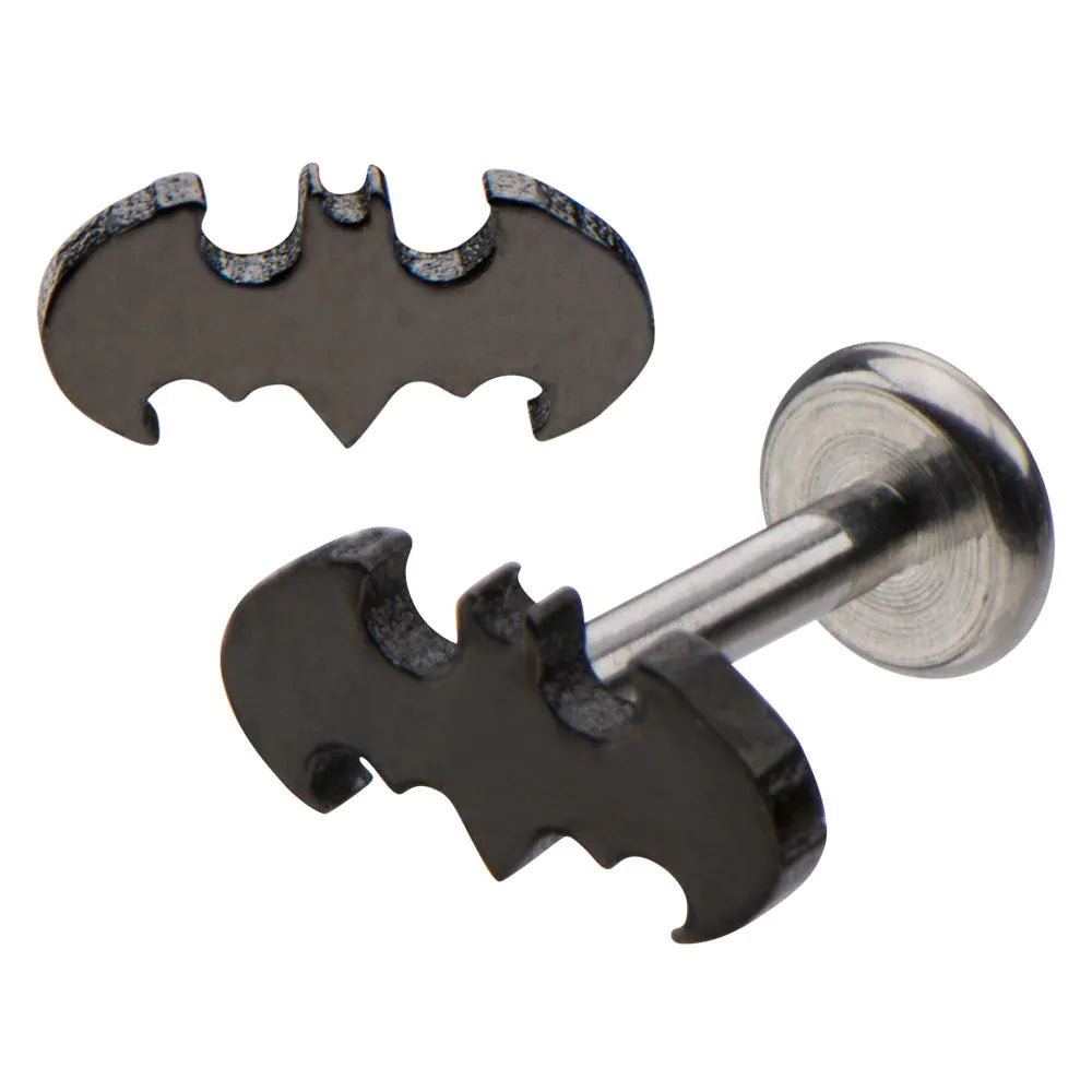 Surgical Steel Flat Back Labret Stud 16G 6mm with DC Comics Batman