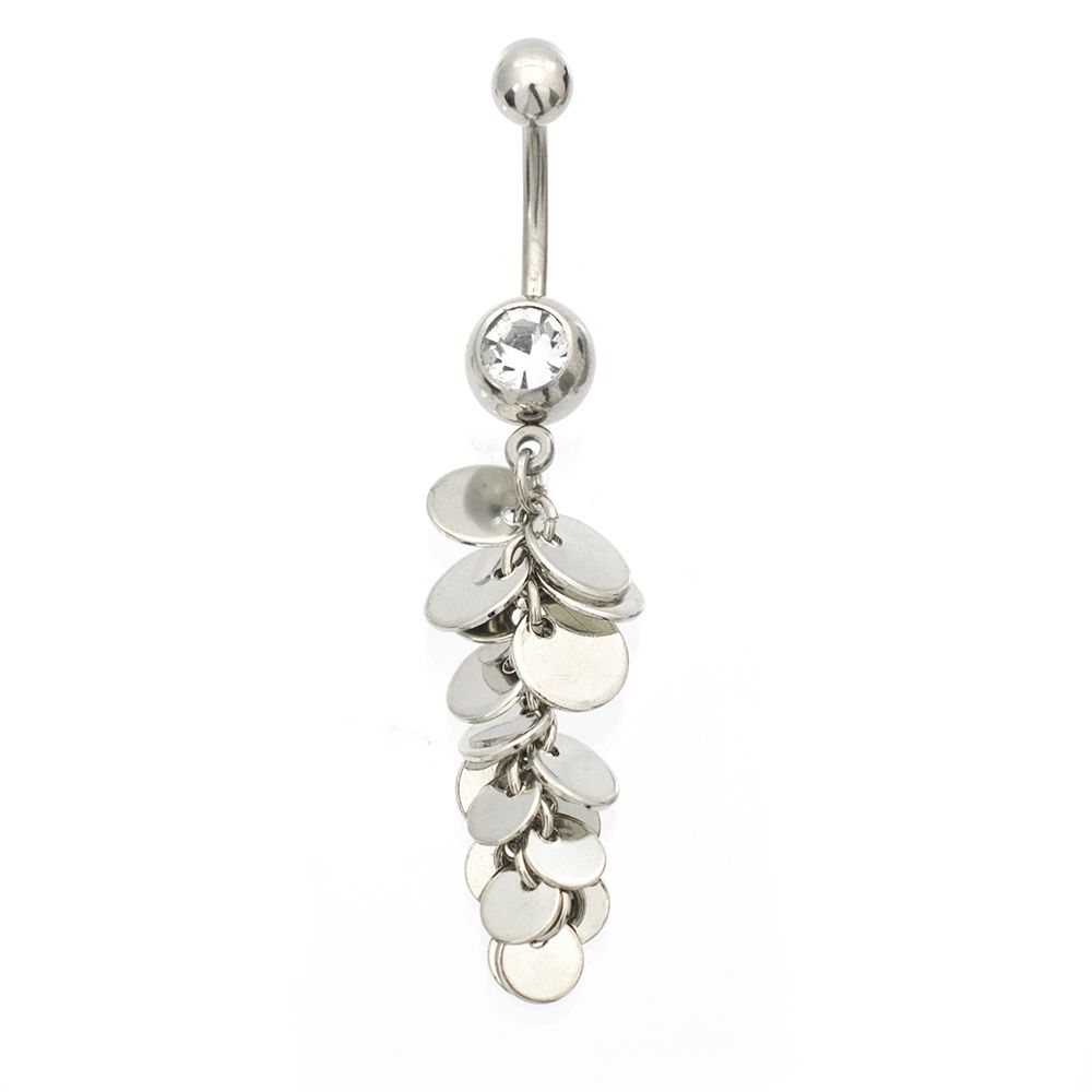 Surgical Steel 14 Gauge Belly Ring with Confetti CZ Dangle