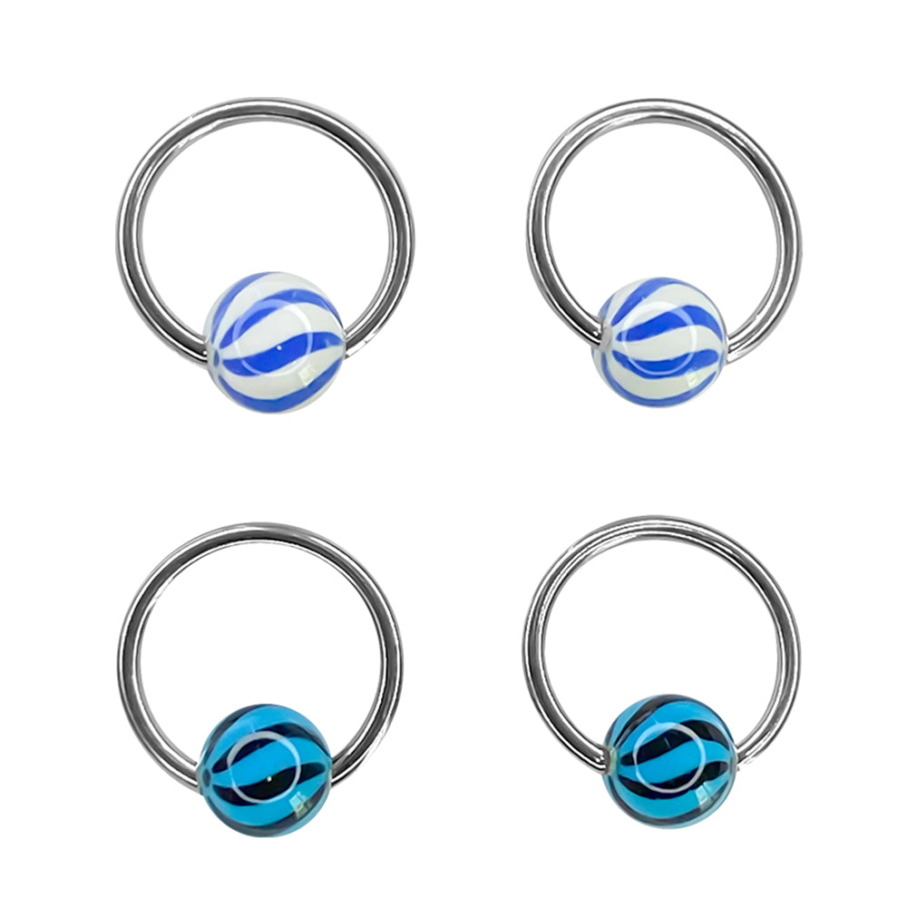 Surgical Steel & Acrylic 16G Beach Ball Captive Bead Rings - 4 Pack
