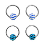Surgical Steel & Acrylic 16G Beach Ball Captive Bead Rings - 4 Pack