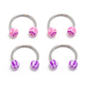 Surgical Steel 18 Gauge Horseshoe Circular Barbell Beach Ball - 4 Pack