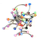 Surgical Steel 16 Gauge Tongue Stripe Beach Ball Snake Eyes - 20 Pack
