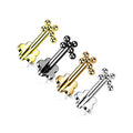 Titanium 16 to 20 Gauge Beaded Ball Cross Flat Back Labret Stud