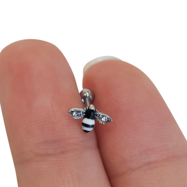 Surgical Steel Cartilage Straight Barbell Ring 16 Gauge 1/4" Bee - Kruelty - Photo 6
