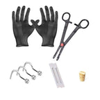 Surgical Steel Beginner Piercing Kit 14, 16 & 18 Gauge with Forceps