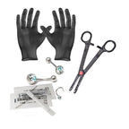 Surgical Steel Beginner Piercing Kit 14, 16 & 18 Gauge with Forceps