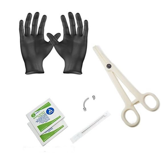 Surgical Steel Beginner Piercing Kit 14, 16 & 18 Gauge with Forceps