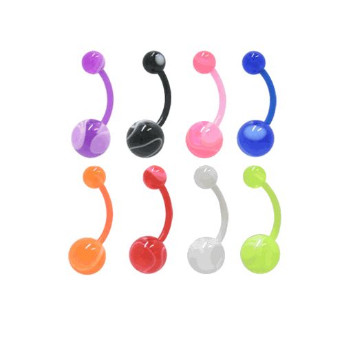 Bioplast Flex 14 Gauge Belly Ring with Acrylic Marble Balls