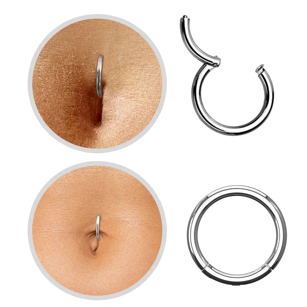 Titanium & Surgical Steel 14 to 16 Gauge Hinged Hoop Ring