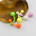 Surgical Steel 14 Gauge Colorful Enamel Belly Rings - 5 Pack