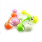 Surgical Steel 14 Gauge Enamel Belly Rings with Press Fit CZ - 5 Pack