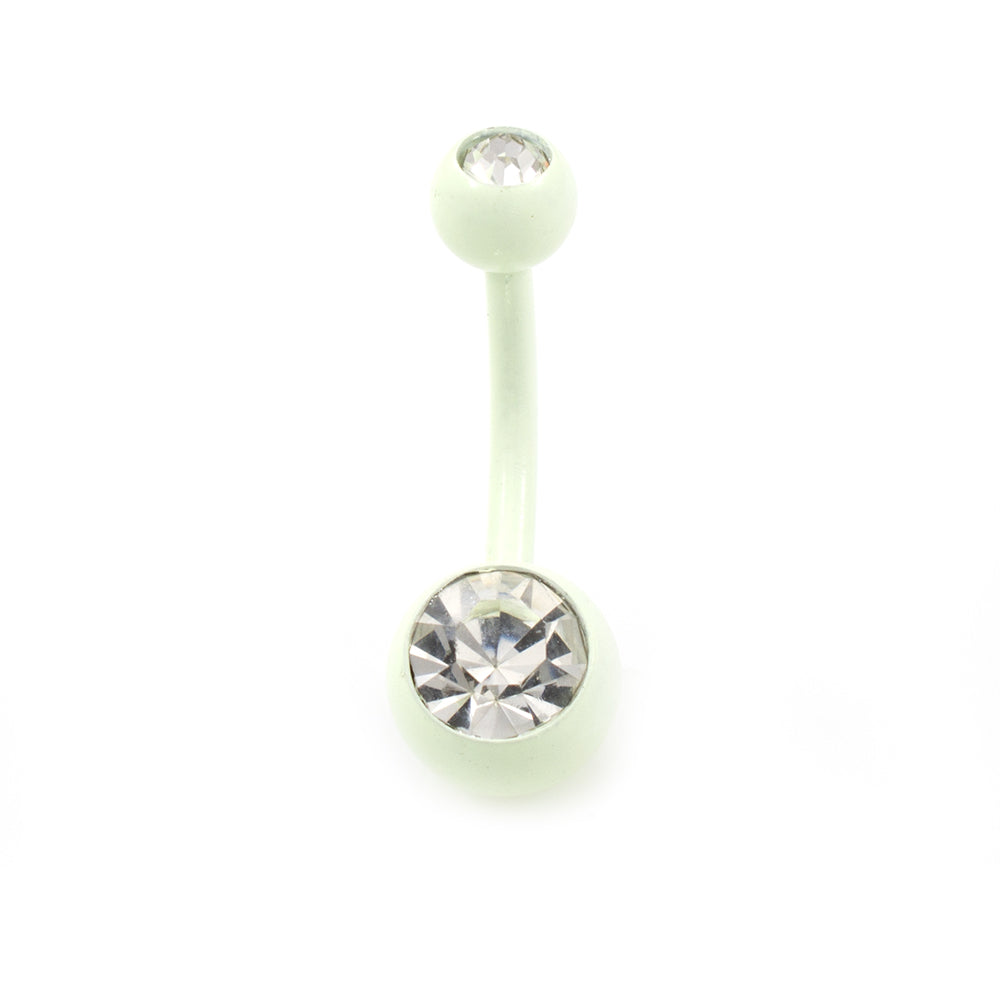 Surgical Steel 14 Gauge Enamel Belly Rings with Press Fit CZ - 5 Pack