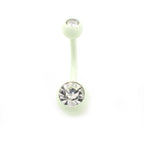 Surgical Steel 14 Gauge Enamel Belly Rings with Press Fit CZ - 5 Pack
