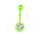 Surgical Steel 14 Gauge Enamel Belly Rings with Press Fit CZ - 5 Pack