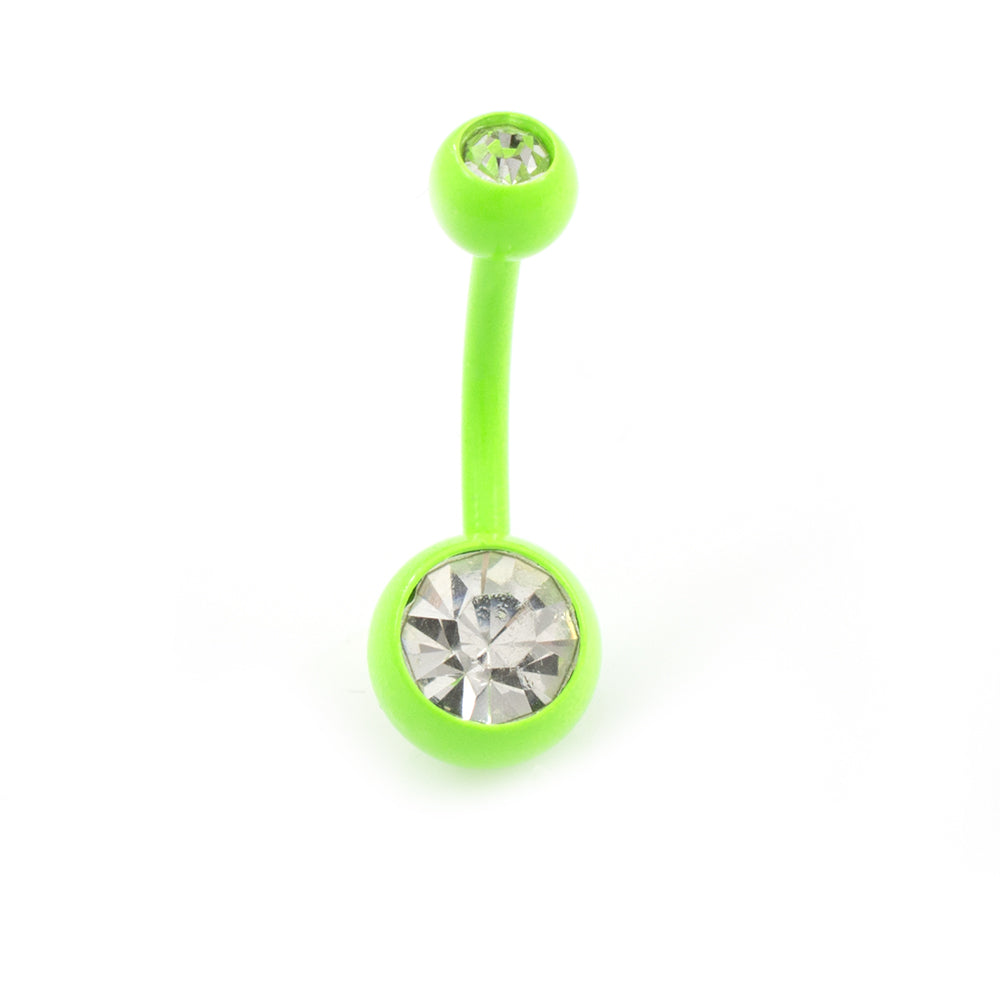 Surgical Steel 14 Gauge Enamel Belly Rings with Press Fit CZ - 5 Pack