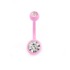 Surgical Steel 14 Gauge Enamel Belly Rings with Press Fit CZ - 5 Pack