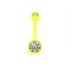 Surgical Steel 14 Gauge Enamel Belly Rings with Press Fit CZ - 5 Pack