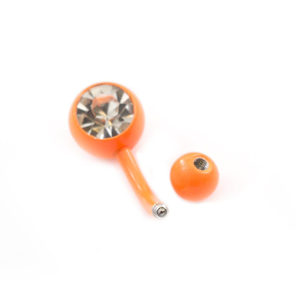 Surgical Steel 14 Gauge Enamel Belly Rings with Press Fit CZ - 5 Pack