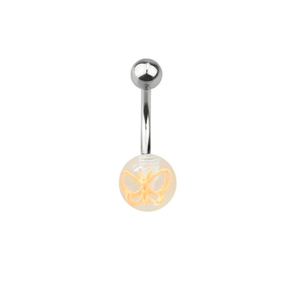 Surgical Steel 14 Gauge Belly Ring with Acrylic Butterfly Ball - photo 2