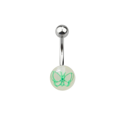 Surgical Steel 14 Gauge Belly Ring with Acrylic Butterfly Ball - photo 3