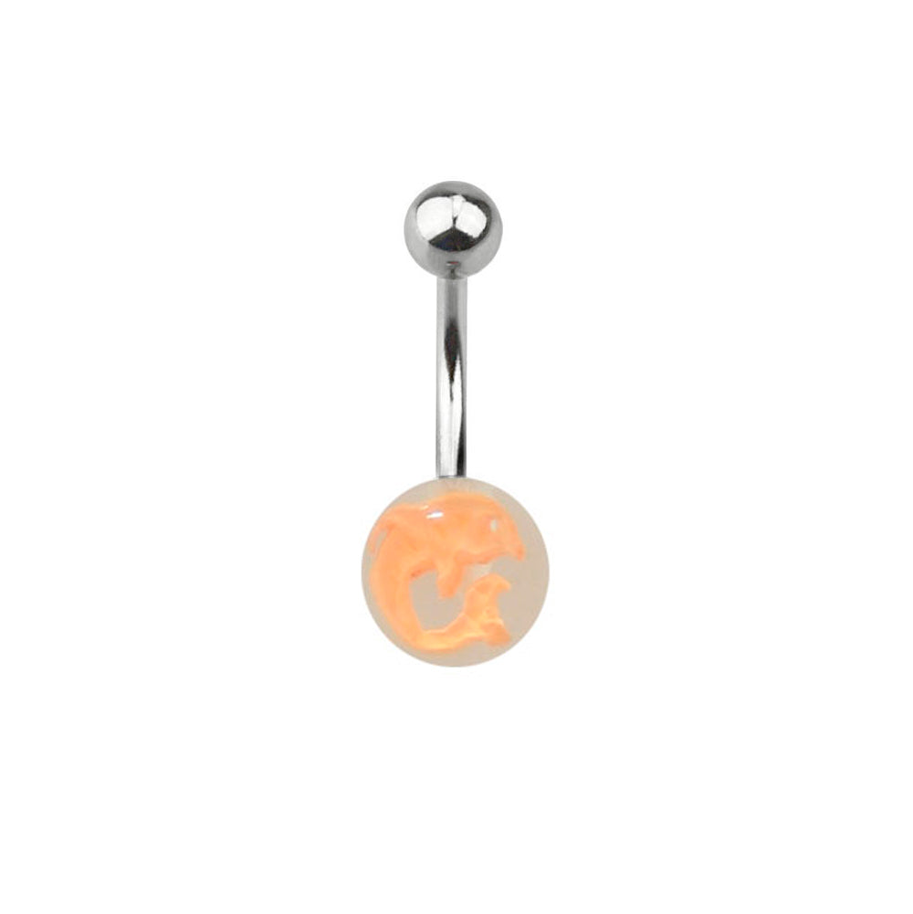 Surgical Steel 14 Gauge Belly Ring with Acrylic Dolphin Ball - photo 2