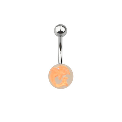 Surgical Steel 14 Gauge Belly Ring with Acrylic Dolphin Ball - photo 2