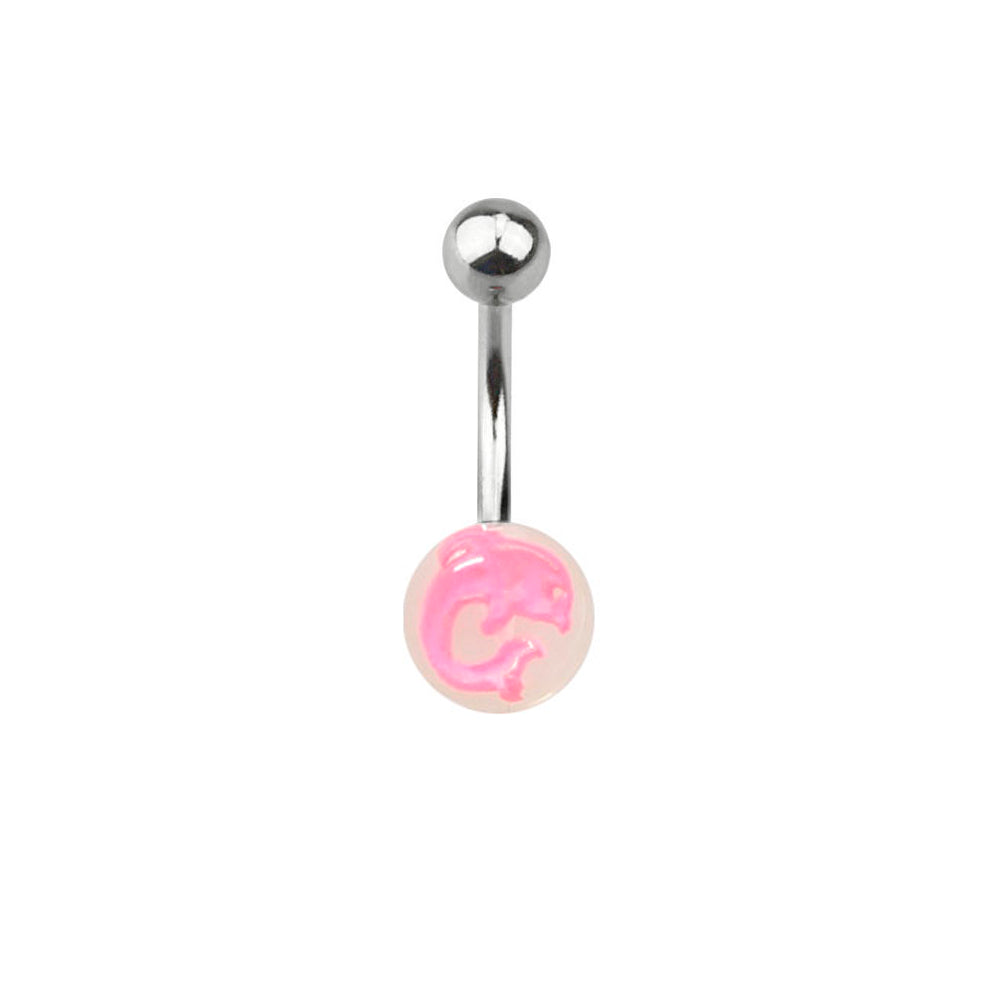 Surgical Steel 14 Gauge Belly Ring with Acrylic Dolphin Ball - photo 3