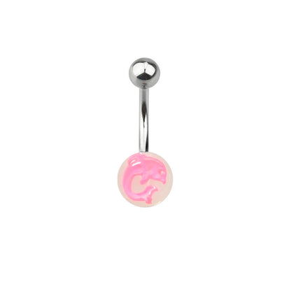 Surgical Steel 14 Gauge Belly Ring with Acrylic Dolphin Ball - photo 3