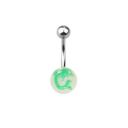 Surgical Steel 14 Gauge Belly Ring with Acrylic Dolphin Ball