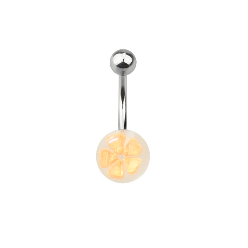 Surgical Steel 14 Gauge Belly Ring with Acrylic Flower Ball - photo 2
