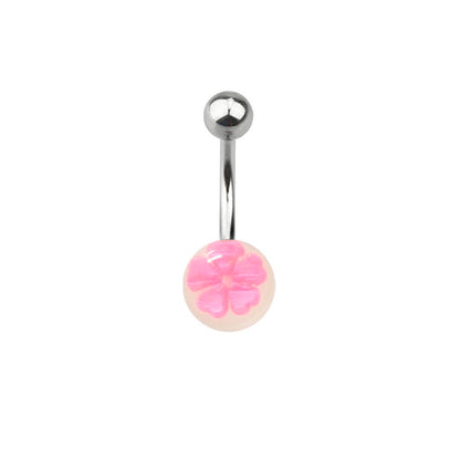 Surgical Steel 14 Gauge Belly Ring with Acrylic Flower Ball - photo 3