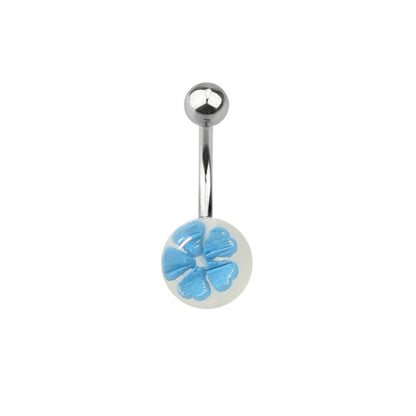 Surgical Steel 14 Gauge Belly Ring with Acrylic Flower Ball