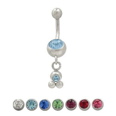 Surgical Steel 14 Gauge Belly Ring with Dangling Design