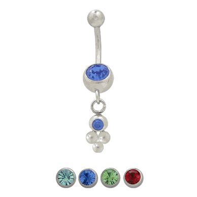 Surgical Steel 14 Gauge Belly Ring with Hanging Jewel Design