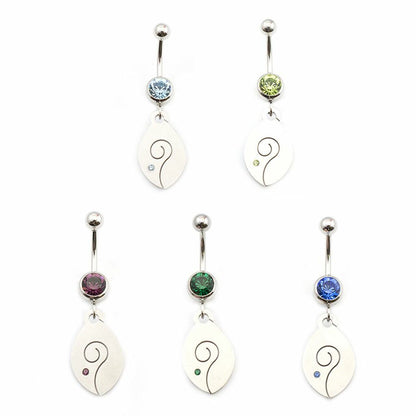 Surgical Steel 14 Gauge Belly Ring with Tribal Fish CZ Dangle