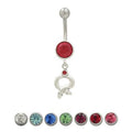 Surgical Steel 14 Gauge Belly Ring with Dangle Snake & Jewel