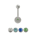 Surgical Steel 14 Gauge Belly Ring with Star Design & Jewel